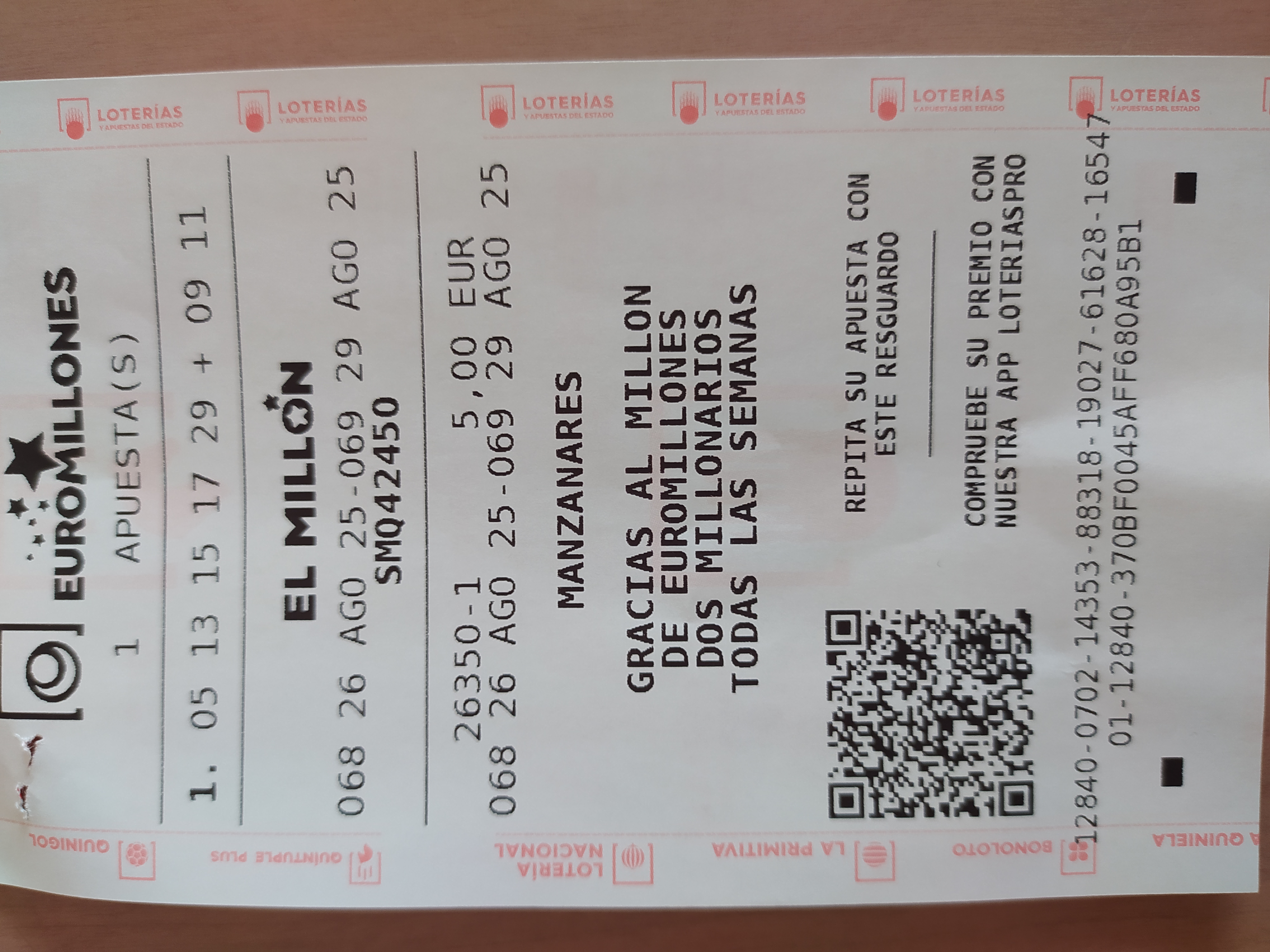 Boleto 26 y 29 de agosto